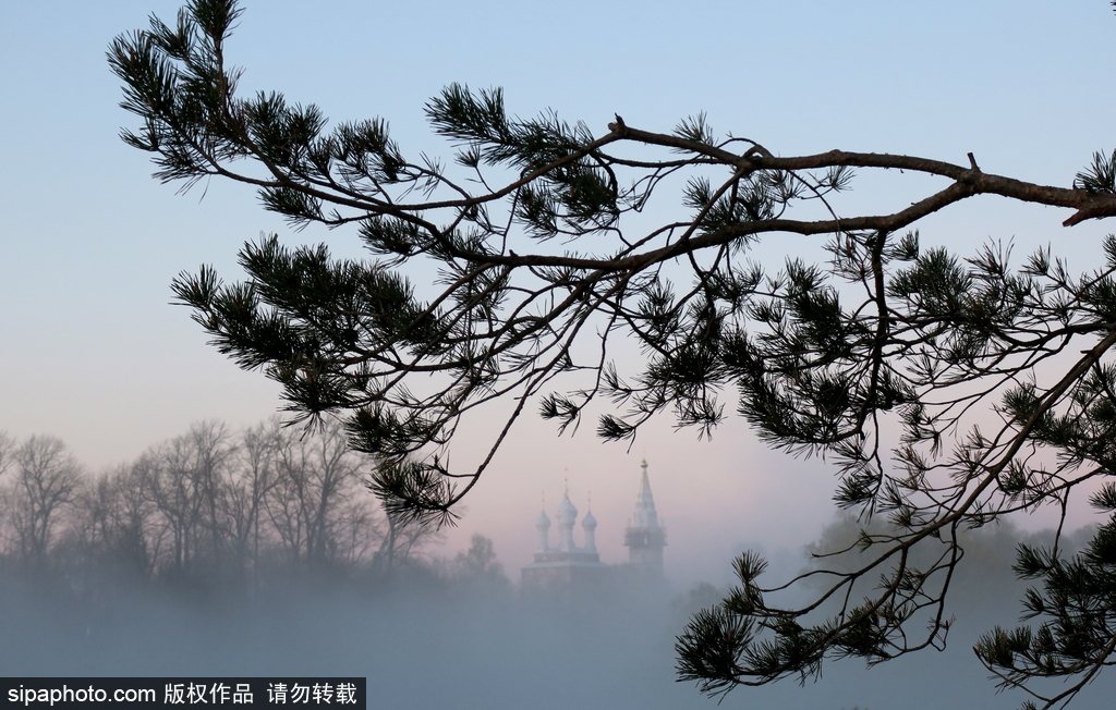 晨光中的俄羅斯伊萬諾夫州 大地籠罩朦朧霧靄