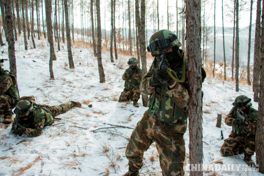 黑龍江邊防官兵不畏隆冬嚴寒練精兵